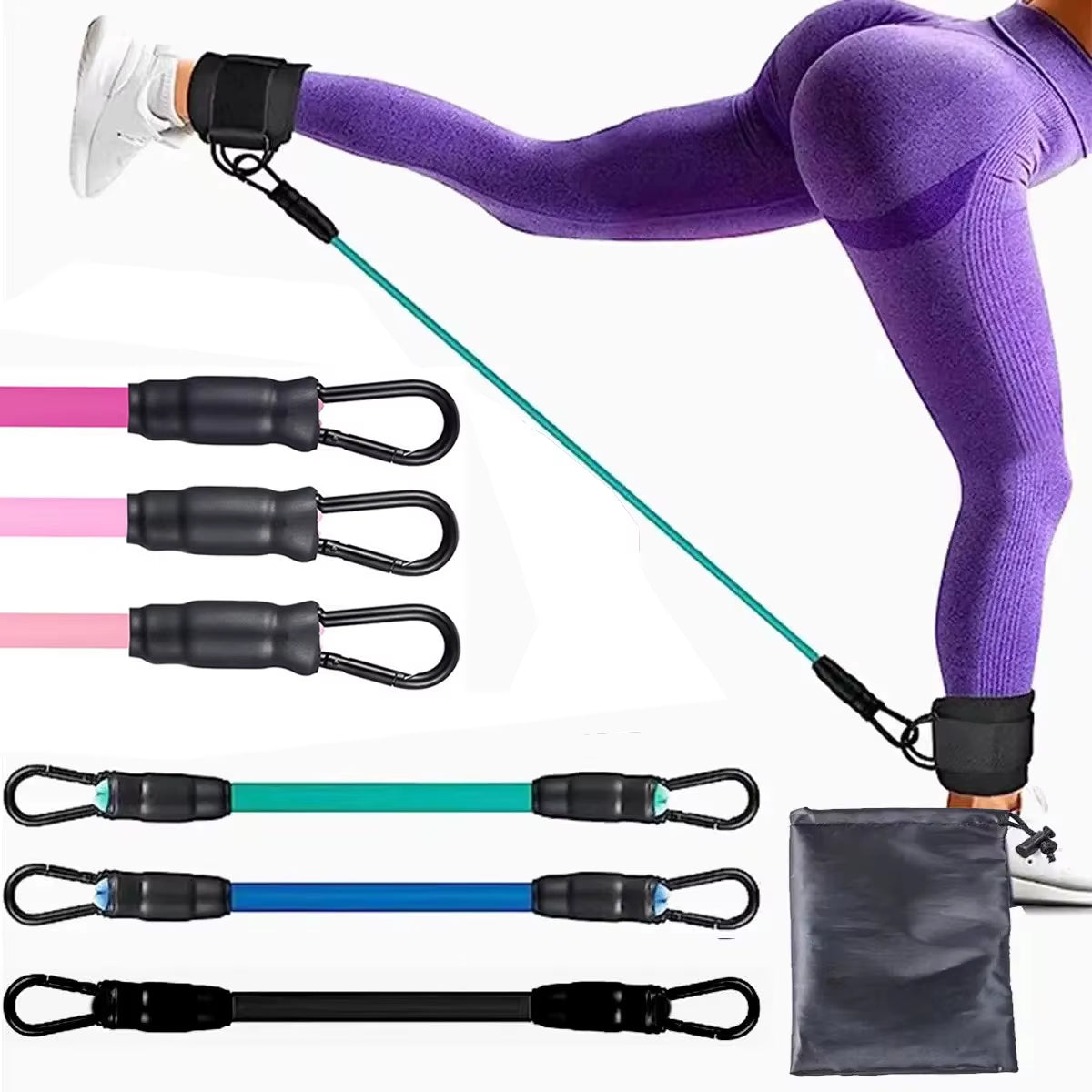 3Pcs/Set Resistance Band Pull Rope Elastic Exercise Strength TPE Material Thin Legs Buttocks Yoga Pilates Gym Fitness Equipment