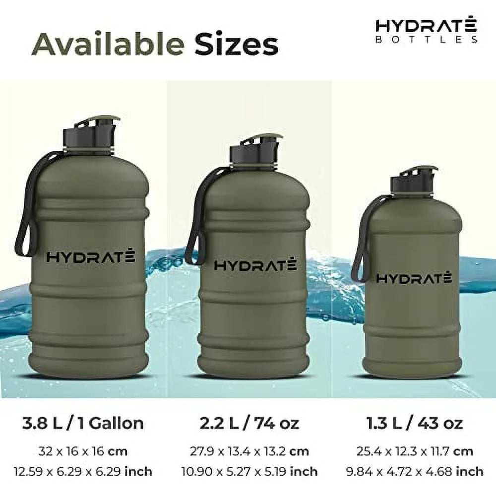 Matte Camo Half Gallon Water Bottle - XL Jug, BPA Free, Flip Cap, Ideal for Gym, Extra Strong Material (74 Oz)