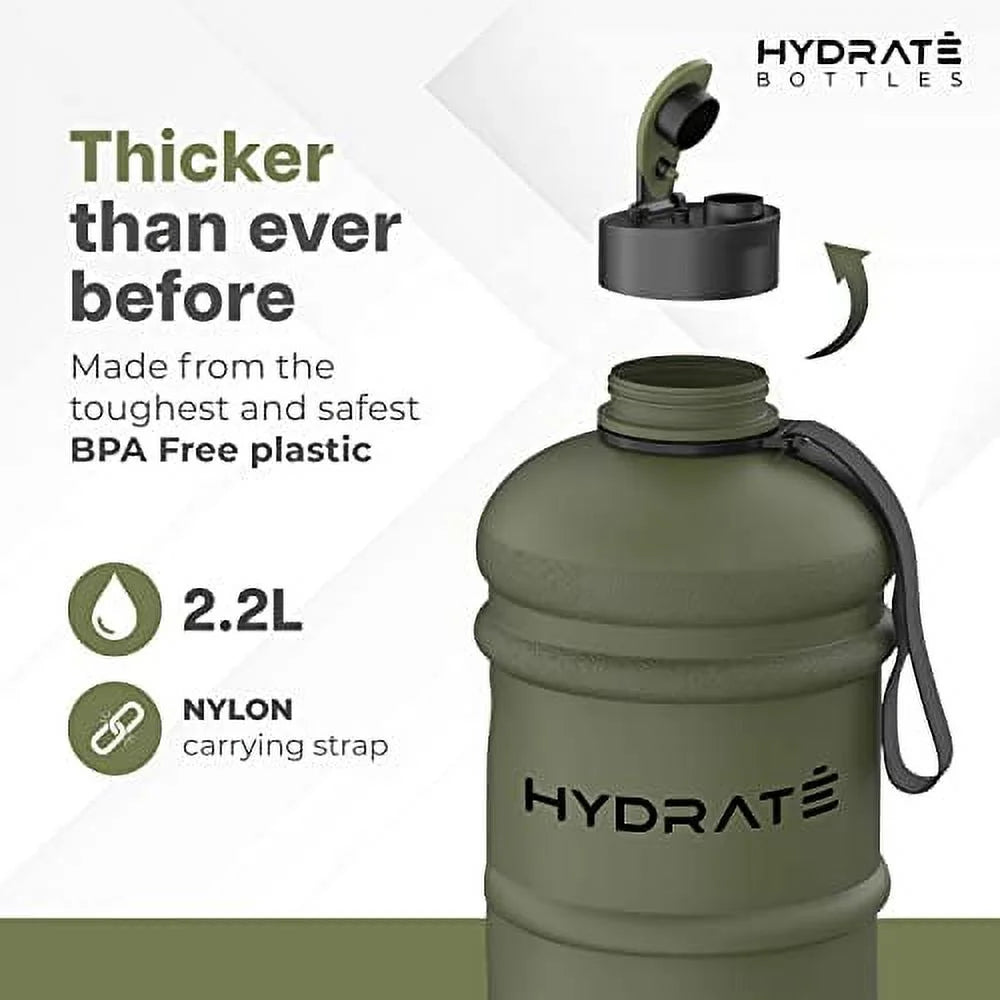 Matte Camo Half Gallon Water Bottle - XL Jug, BPA Free, Flip Cap, Ideal for Gym, Extra Strong Material (74 Oz)