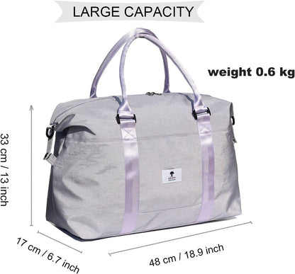 Travel Tote Duffel Gym Bag,Weekender Overnight Carry-On Tote Crossbody Bag with Wet Pocket and Trolley Sleeve Upgraded