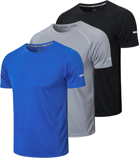 Men'S 3 Pack Workout Shirts Quick Dry Moisture Wicking Short Sleeve Mesh Athletic T-Shirts