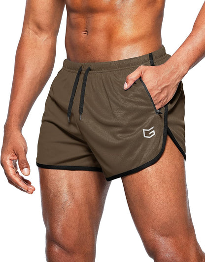 Men'S Running Shorts 3 Inch Quick Dry Gym Athletic Jogging Shorts with Zipper Pockets